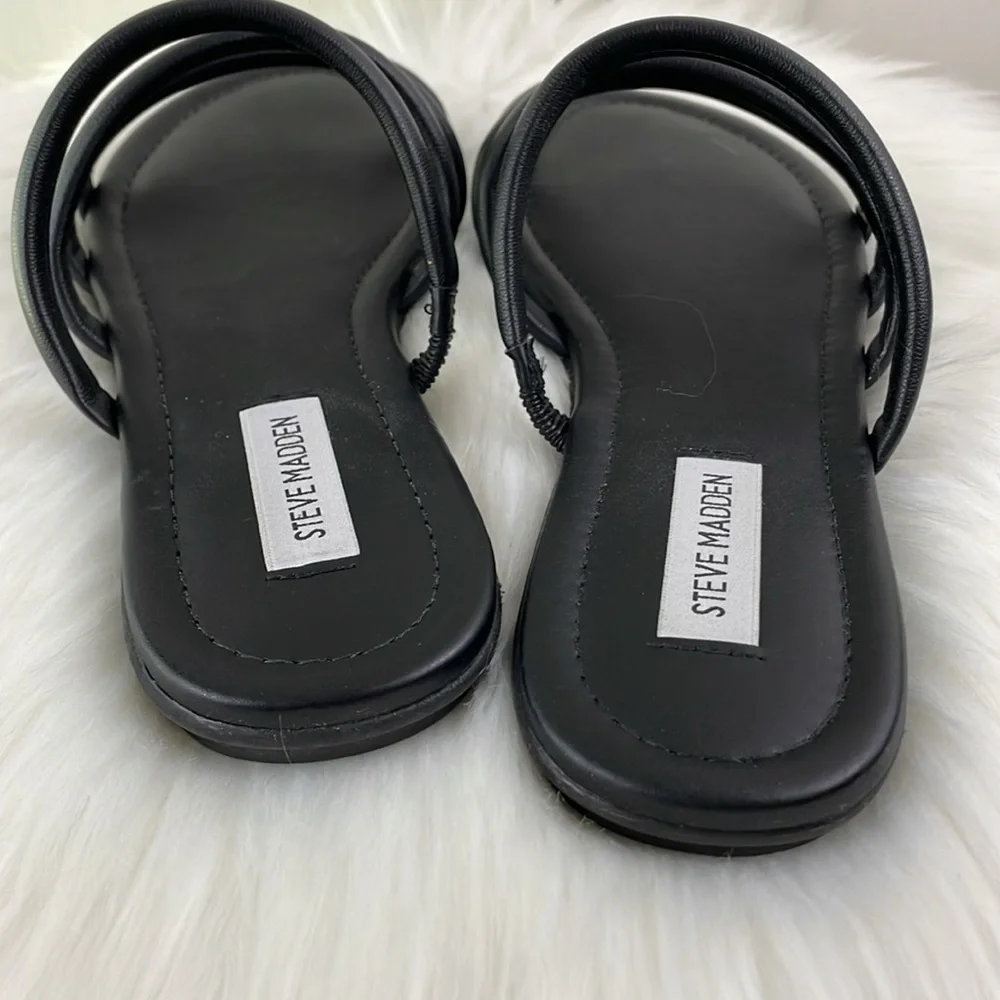 Steve Madden flat Slide Multi-Strap Sandals black 10